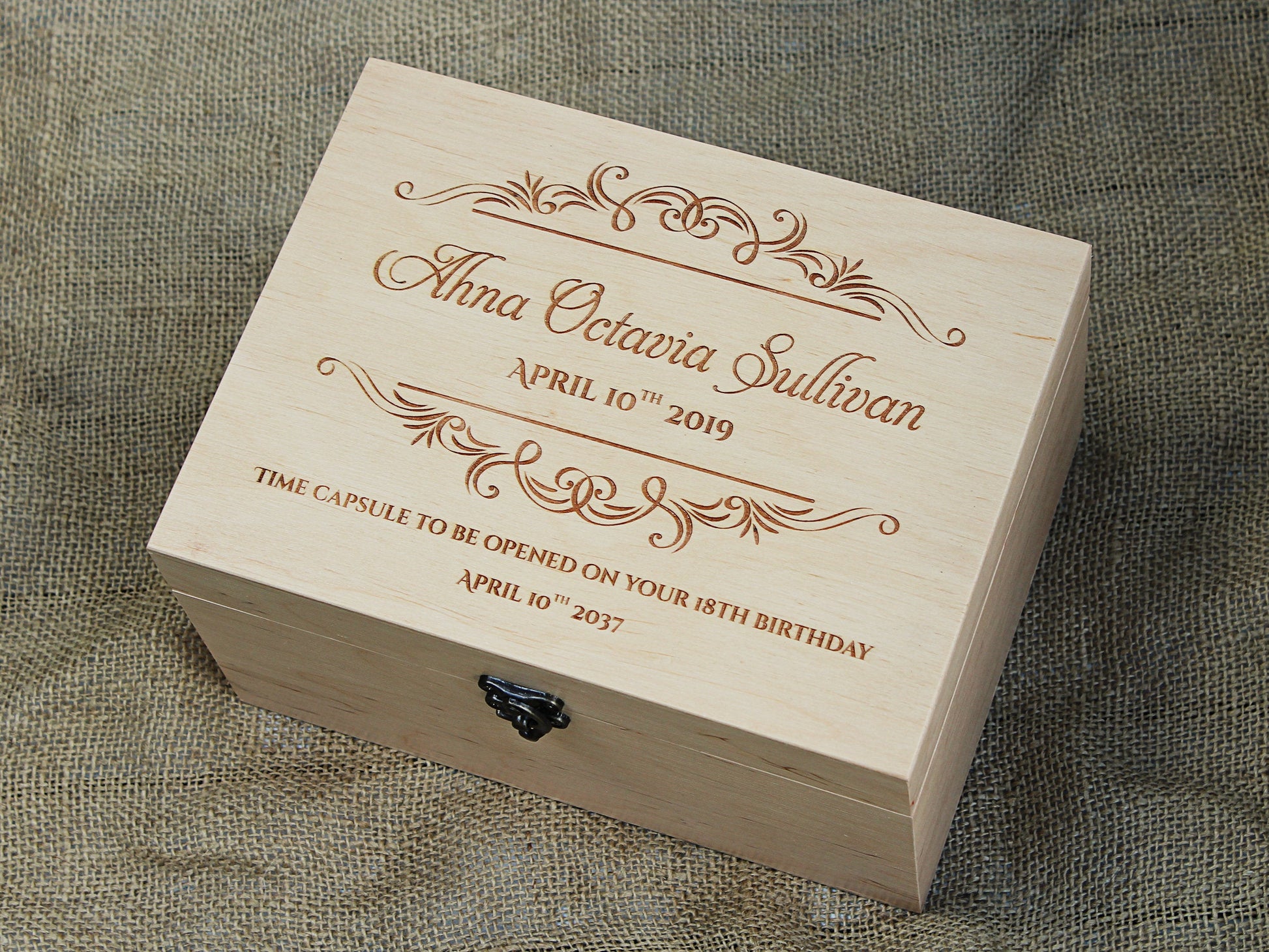 Baby memory box for first birthday keepsakes