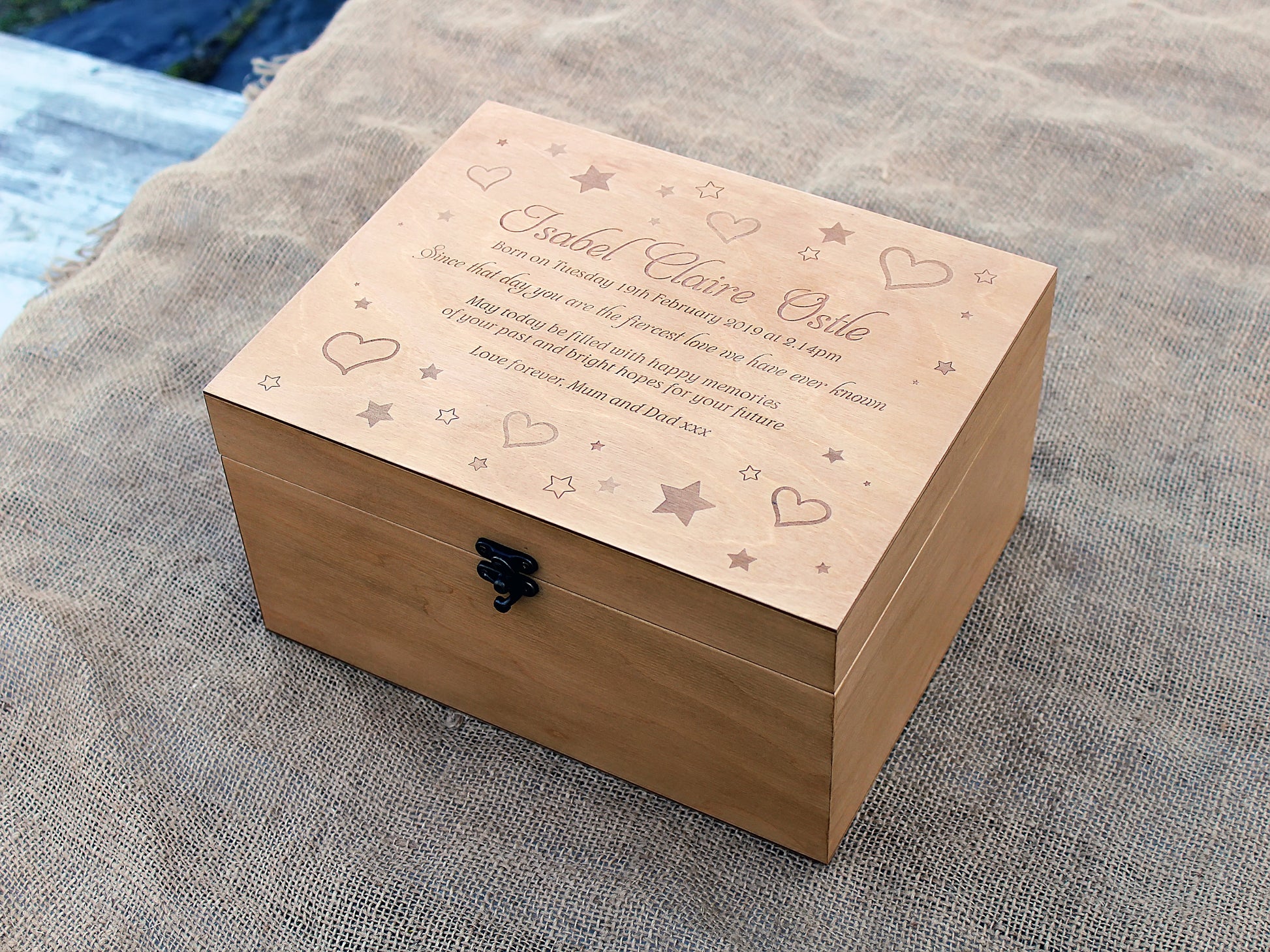 Baby memory box with personalized heart design