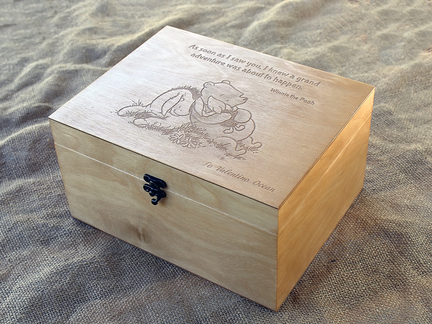 Classic Winnie the Pooh themed personalized wooden box