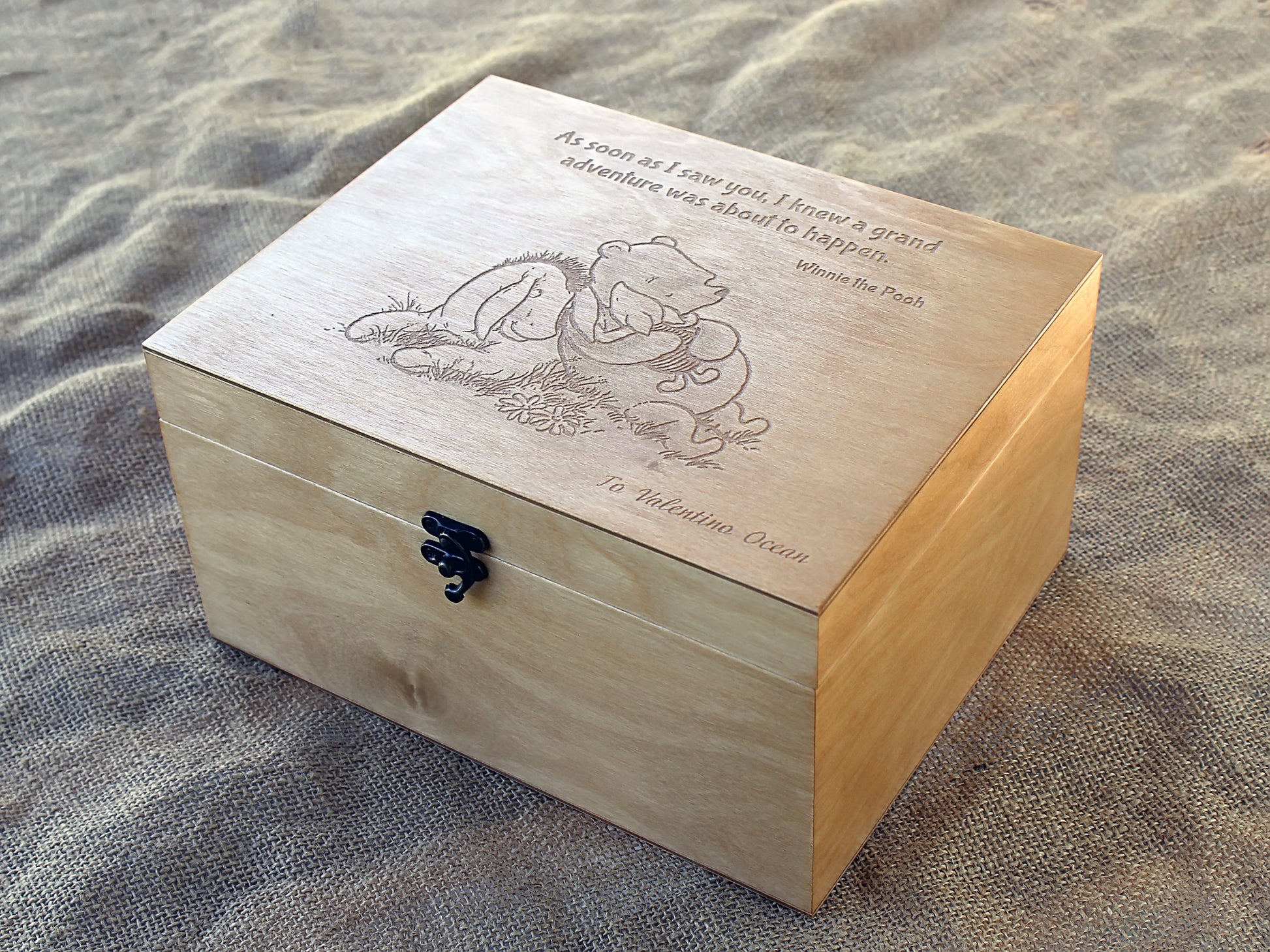 Classic Winnie the Pooh themed personalized wooden box