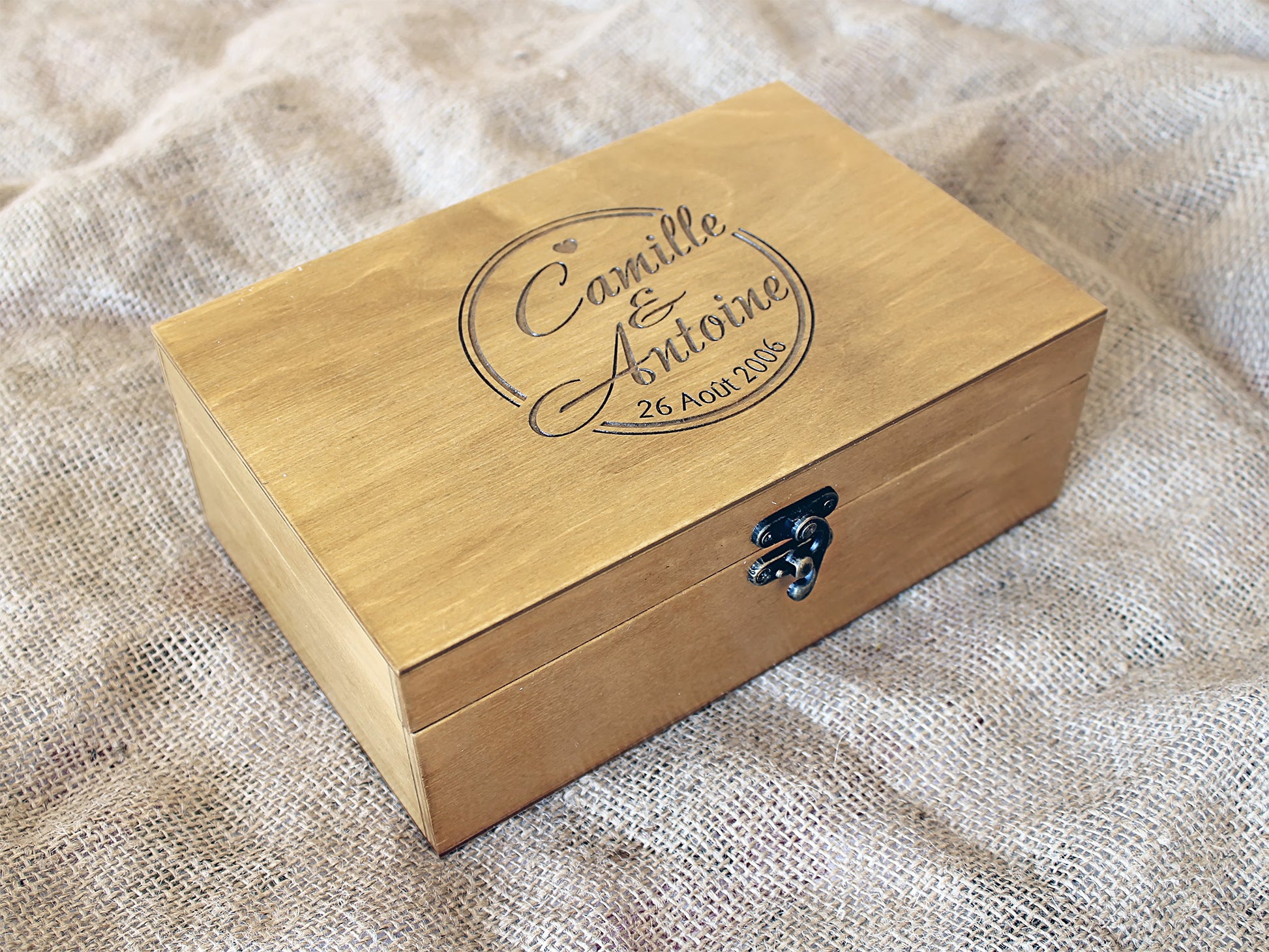 Custom engraved anniversary memory box for treasured keepsakes