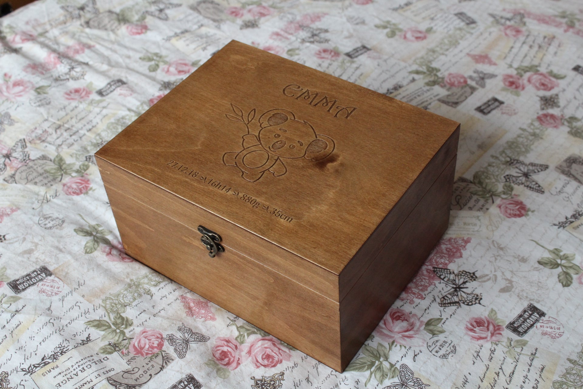 Custom engraved baby koala memory box