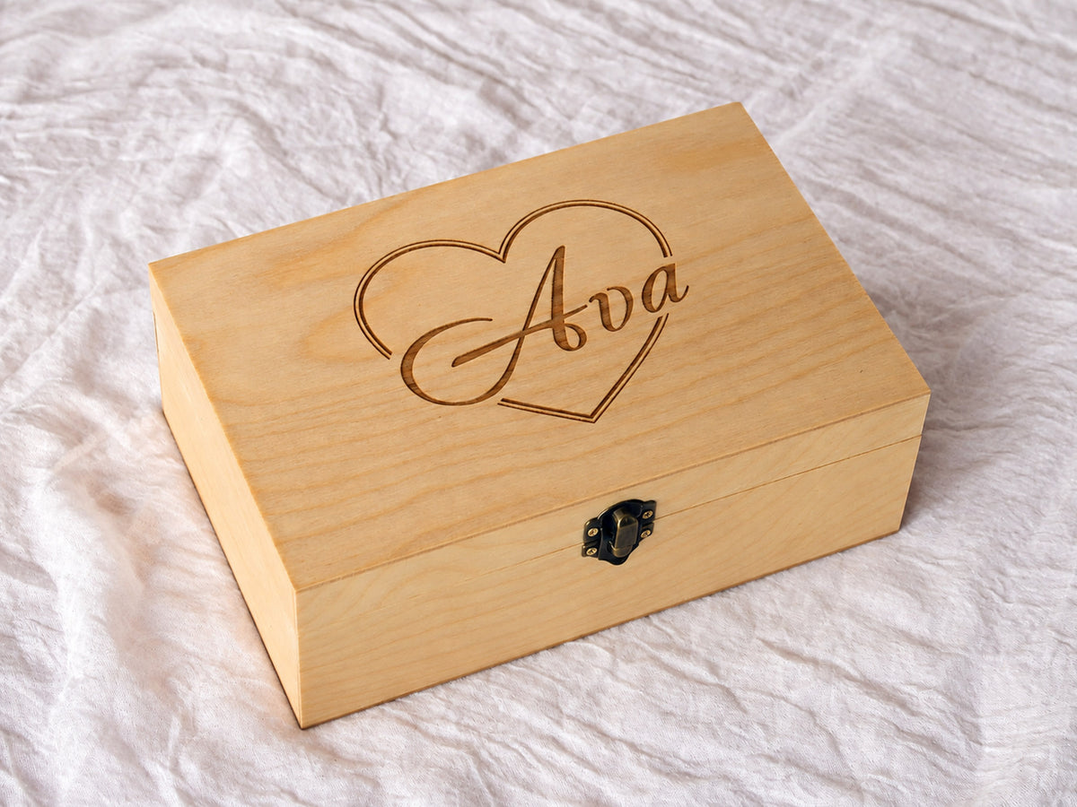Custom engraved jewelry box with name, a personalized gift for her