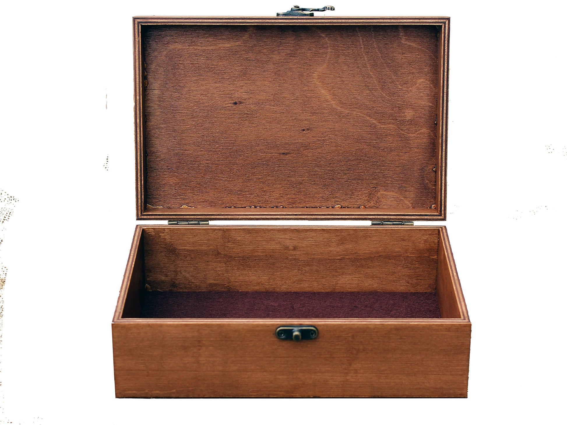 Custom quote engraved on a wooden keepsake box with personalized details