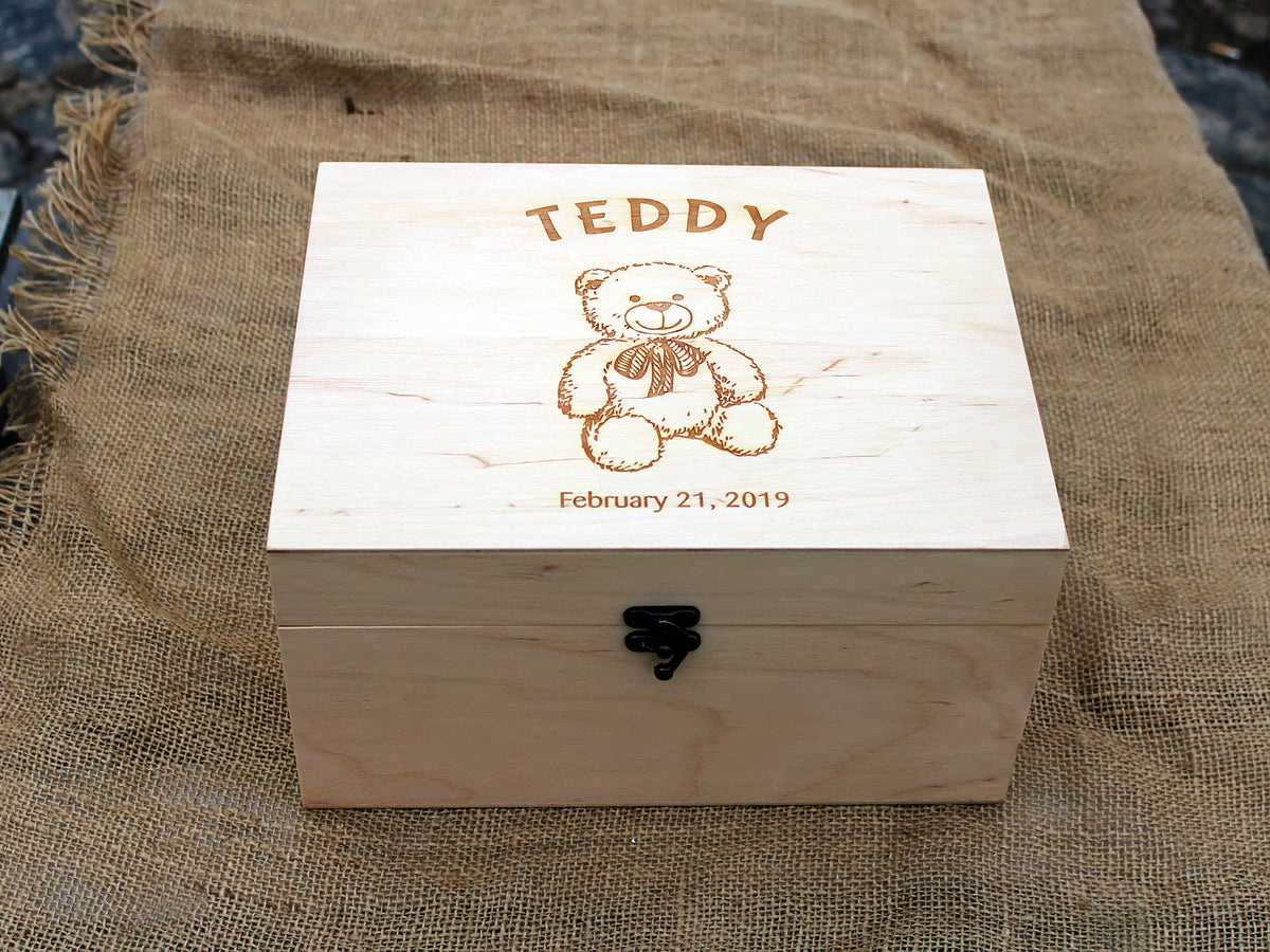Custom teddy bear baby keepsake box