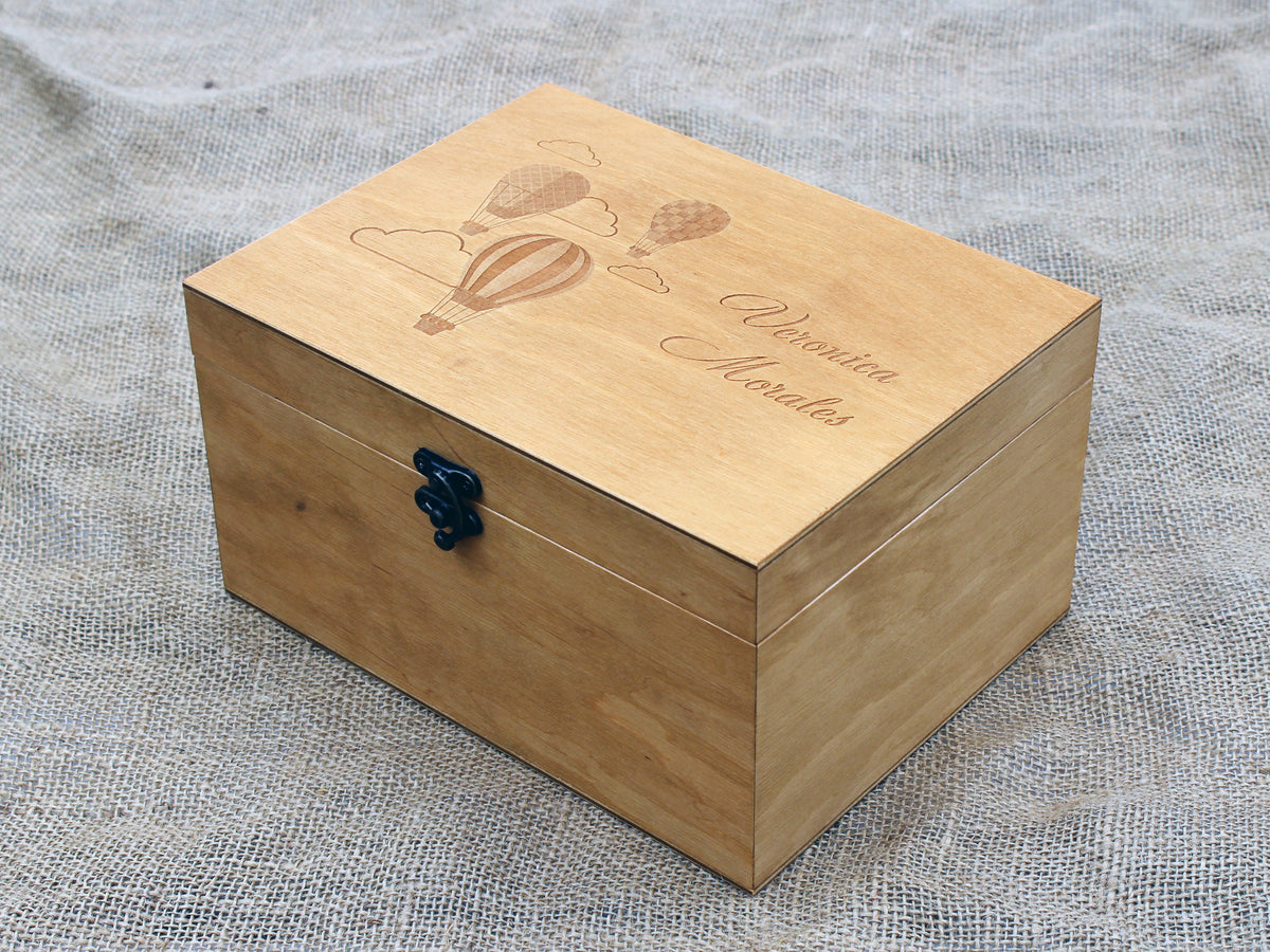 Hot air balloon memory box for baby's first birthday