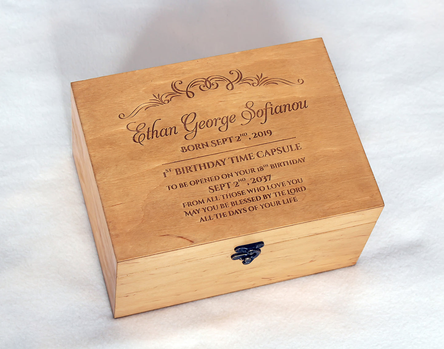 First birthday keepsake box for storing photos and childhood mementos