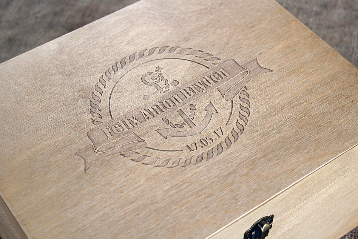 Nautical keepsake box for baby's first birthday