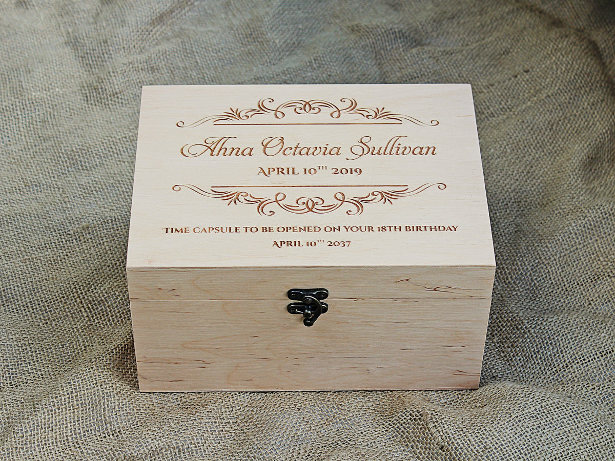 Personalized first birthday time capsule memory box