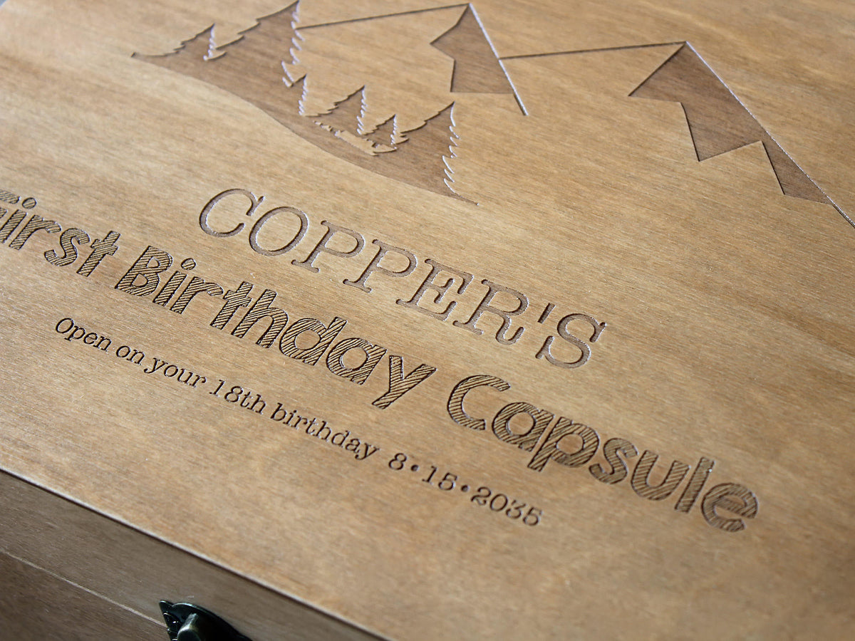 Personalized first birthday time capsule memory box