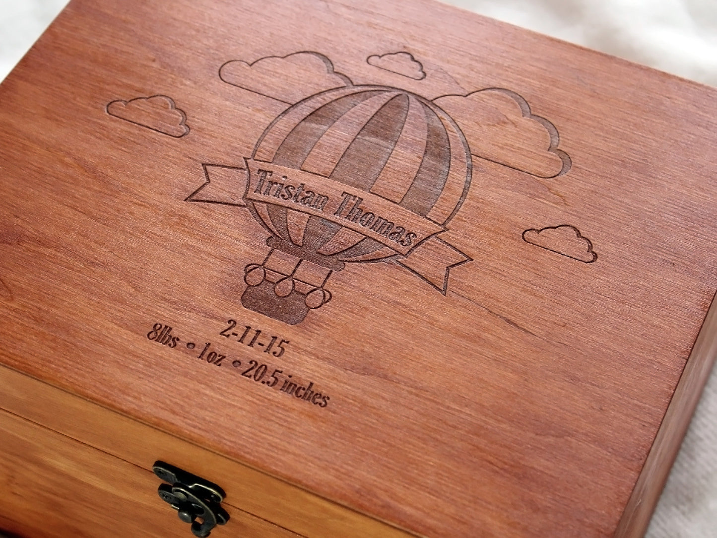 Hot air balloon first birthday baby keepsake box