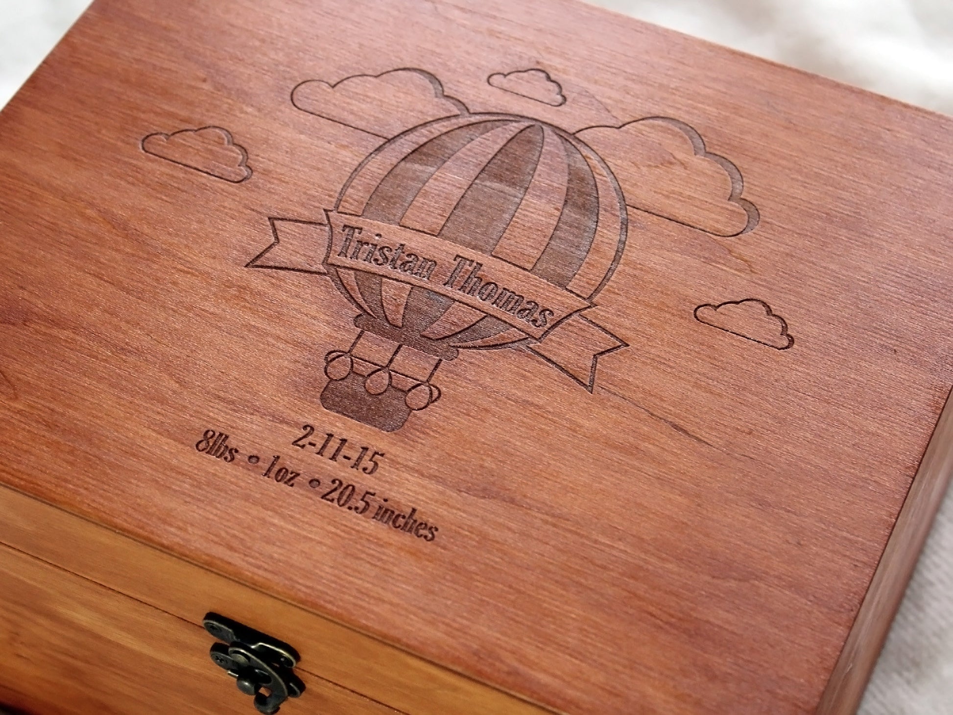 Hot air balloon first birthday baby keepsake box