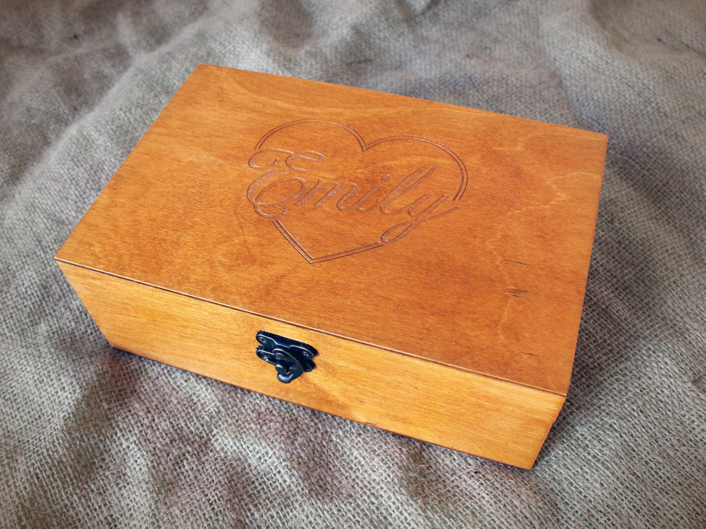 Caja de recuerdos de madera personalizada, Caja de joyería grabada personalizada, Caja de tesoro personalizada