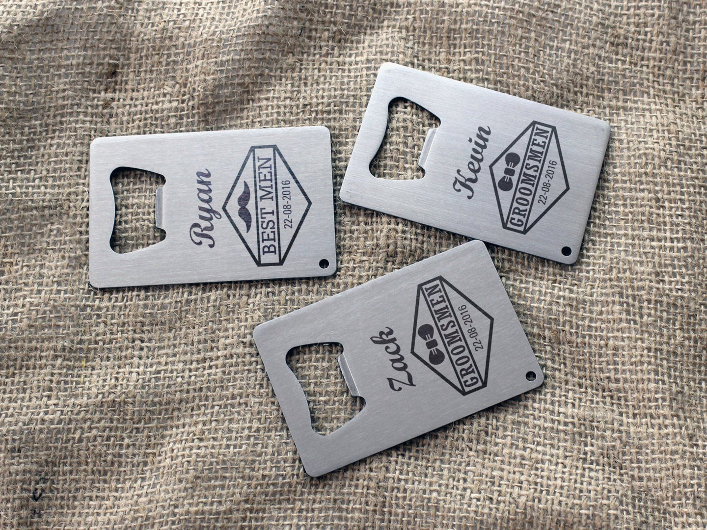 Groomsmen gift, Personalized steel opener, Custom engraved bottle opener