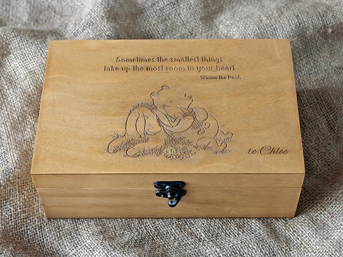 Lieblingszitat von Winnie the Pooh auf Holzbox, personalisiertes Geschenk, individuelle Erinnerungsbox