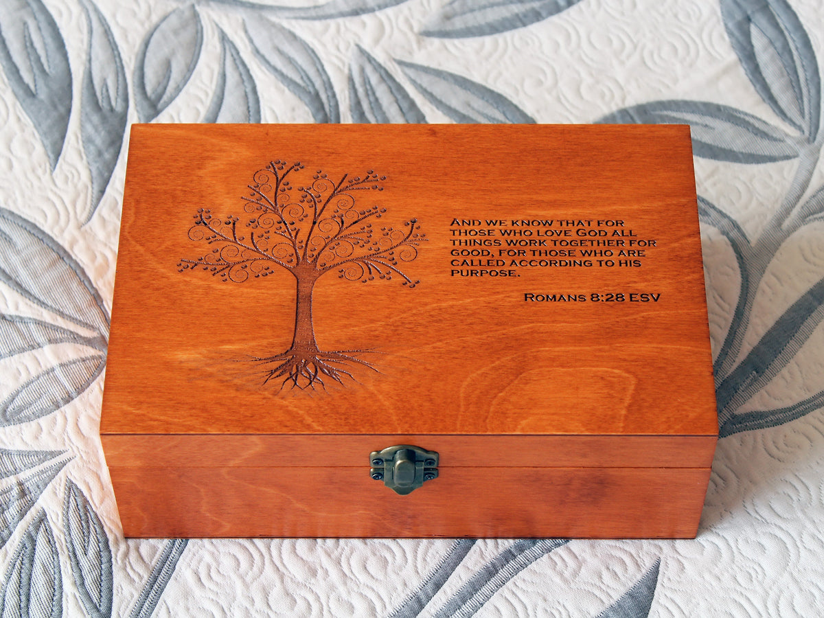 Scripture Memory Container Memory box with engraved bible quote, Custom saying on keepsake box ...