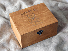 Load image into Gallery viewer, Personalised Baby memory box, Baby keepsake box with Teddy bear drawing
