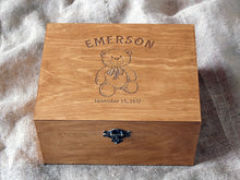 Load image into Gallery viewer, Personalised Baby memory box, Baby keepsake box with Teddy bear drawing
