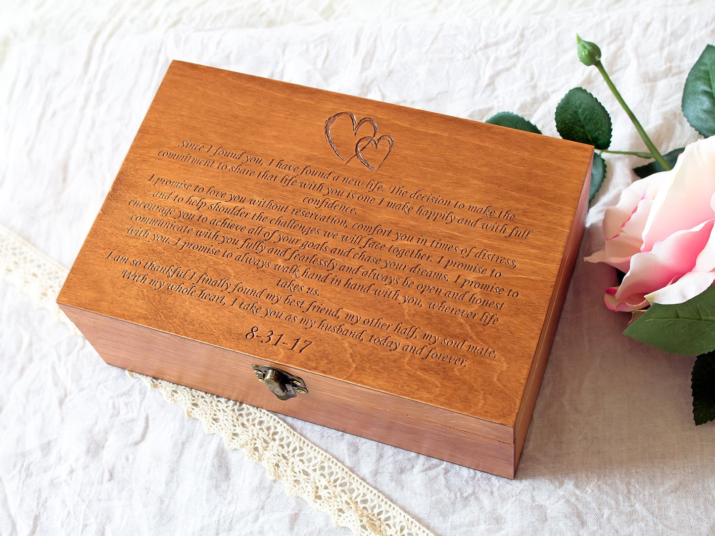 Wedding Vows Box, Personalized Wedding Keepsake Box, Gift For The Couple