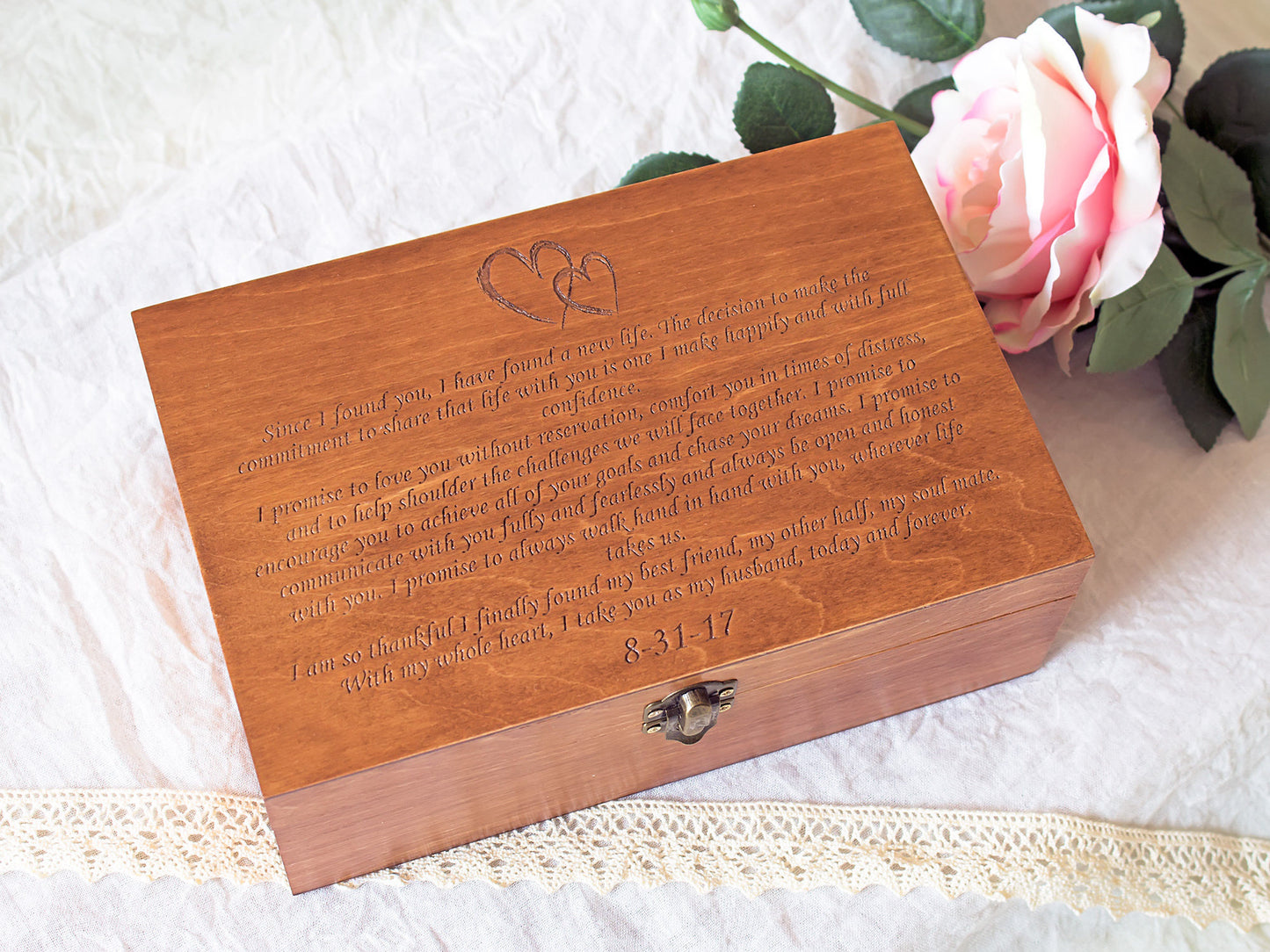 Wedding Vows Box, Personalized Wedding Keepsake Box, Gift For The Couple