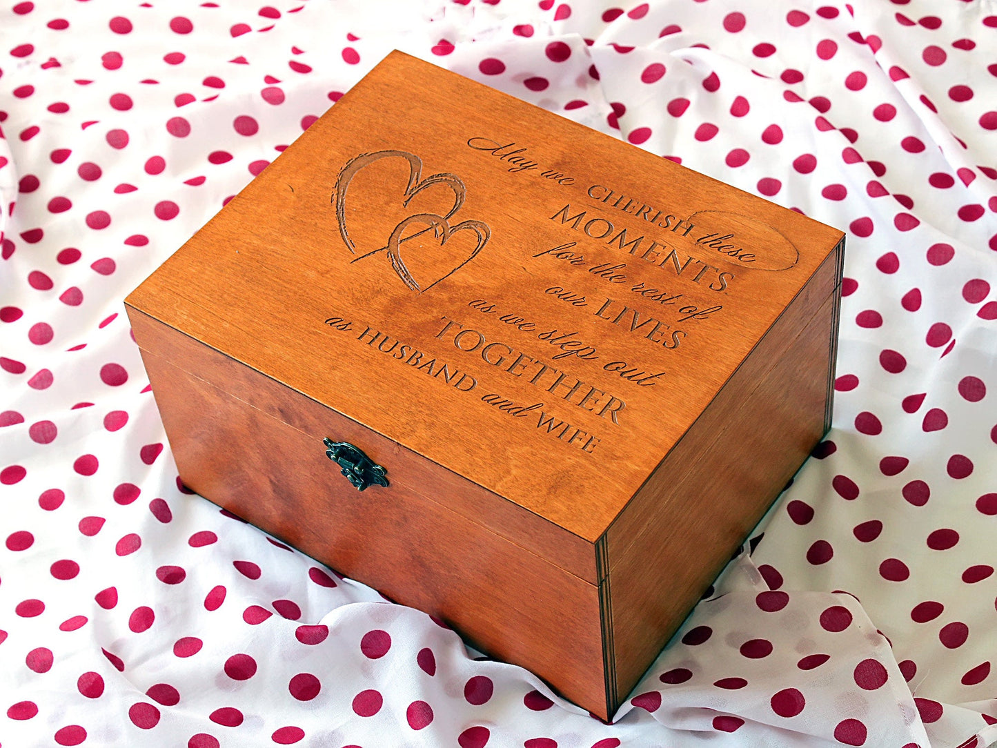 Wedding keepsake box with personalization, Custom memory wood box, Anniversary gift