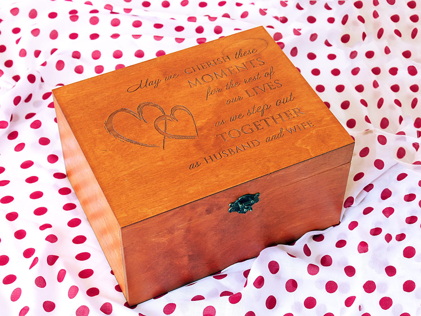 Wedding keepsake box with personalization, Custom memory wood box, Anniversary gift