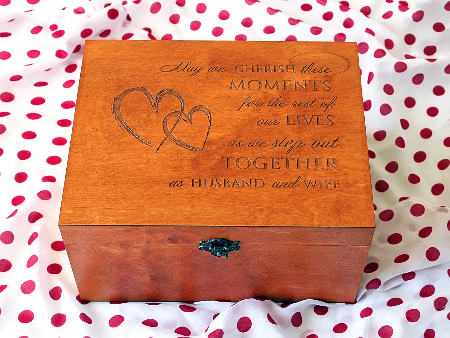 Wedding keepsake box with personalization, Custom memory wood box, Anniversary gift