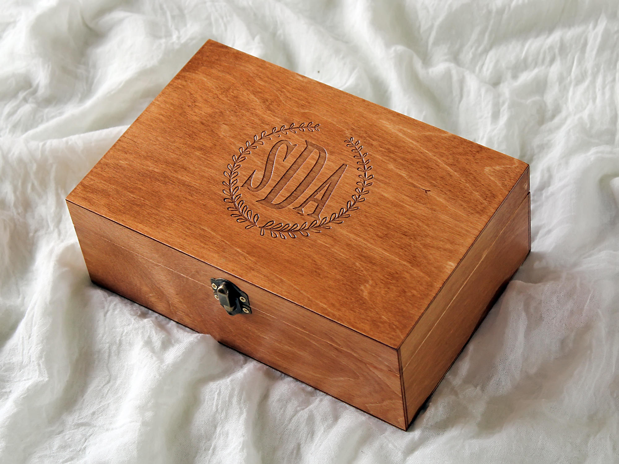 Personalized monogram wood box, Initials memory box for him or her ...