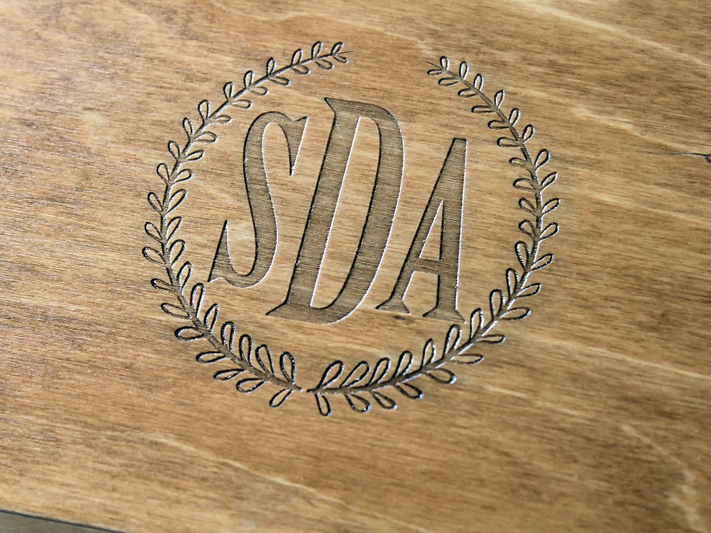 Personalized monogram wood box, Initials memory box for him or her