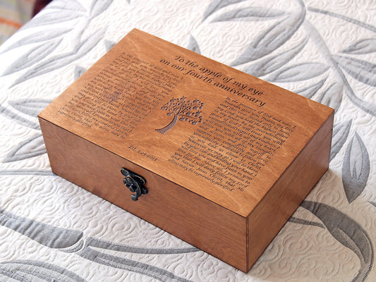 Personalized wedding gift box with wedding vows engraved, Wedding anniversary gift
