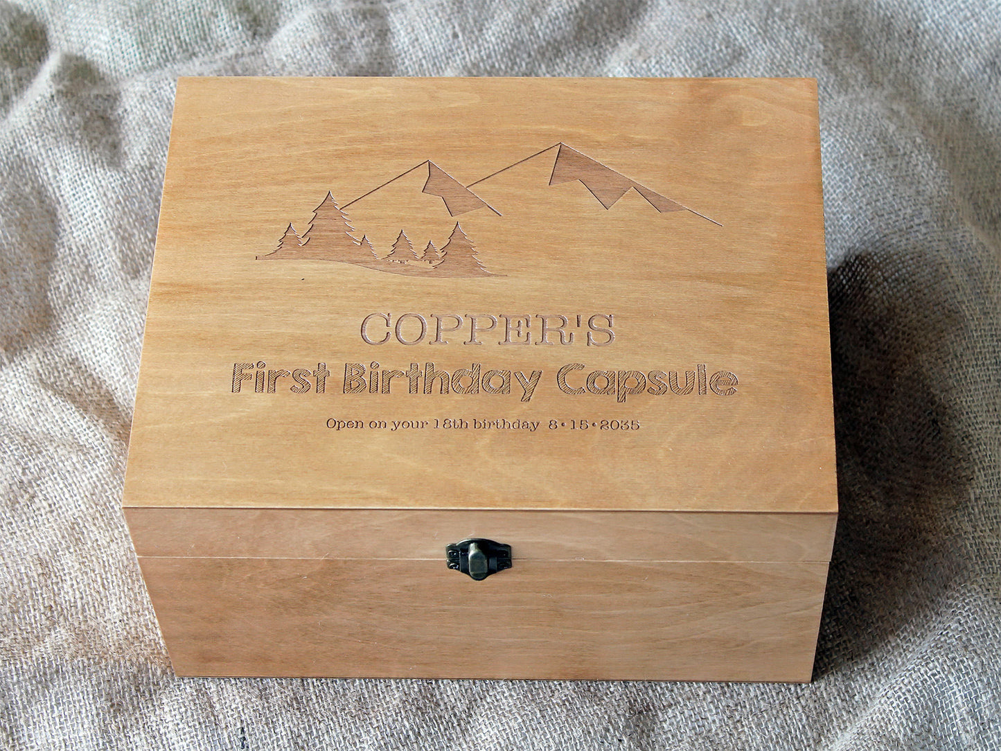 First birthday time capsule, Personalized memory box, Baby keepsake box