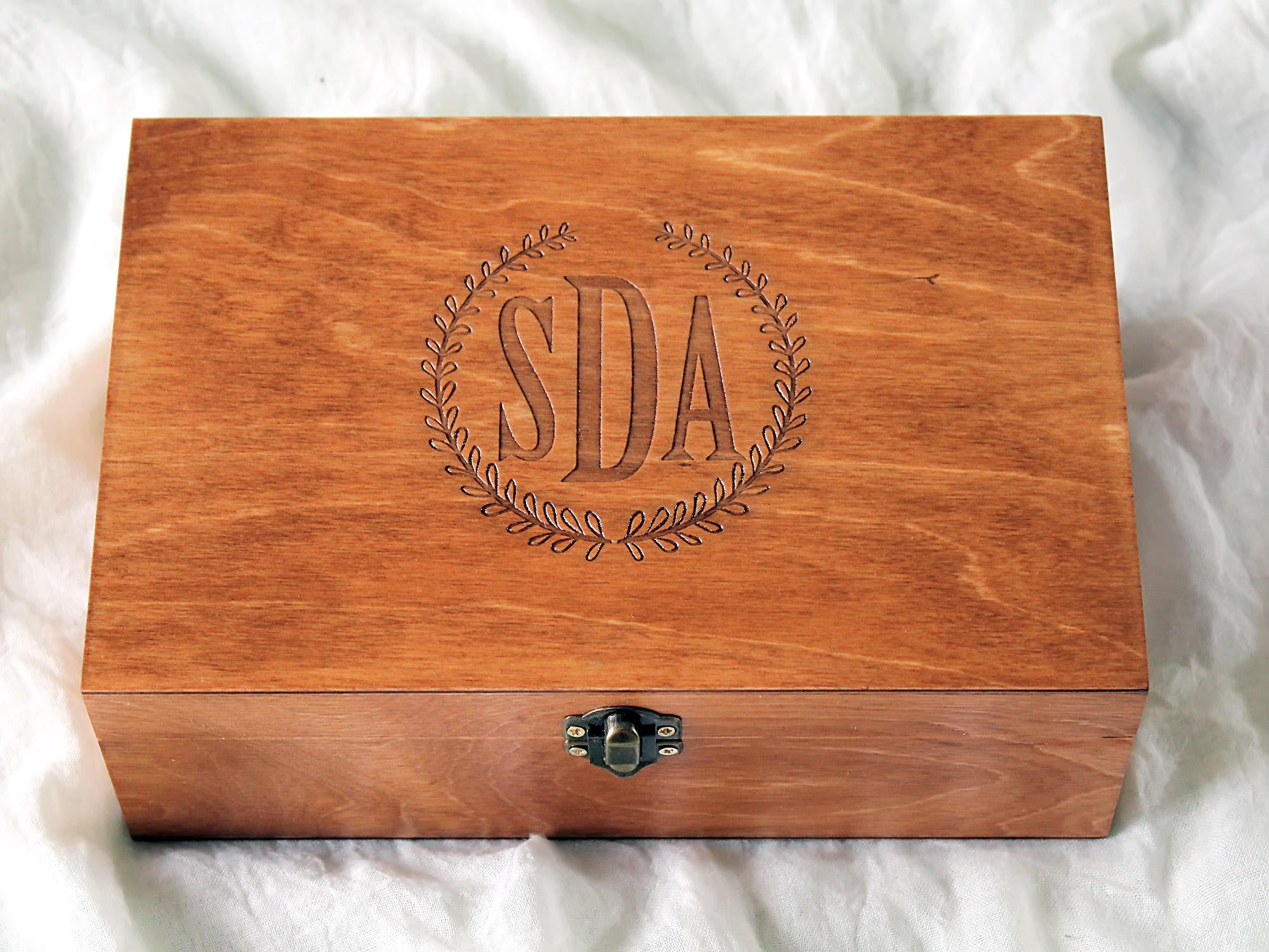 Personalized monogram wood box, Initials memory box for him or her ...