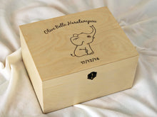 Load image into Gallery viewer, Custom baby keepsake box with cute elephant engraved, Baby keepsake gift box
