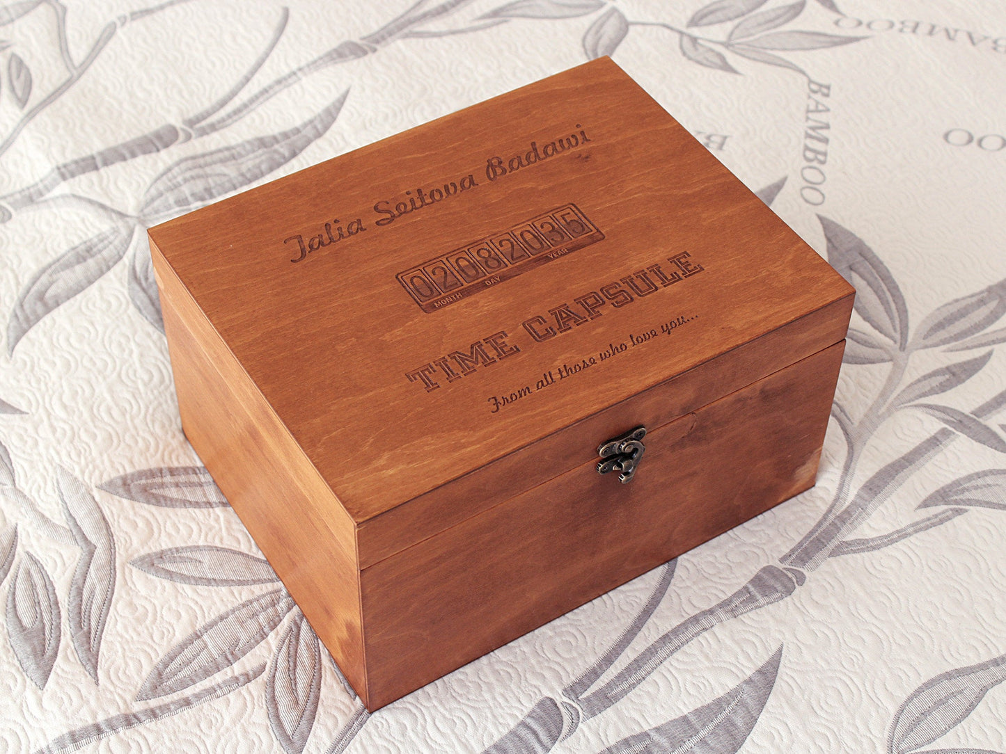 First Birthday Capsule, Customized baby keepsake box, Wooden box