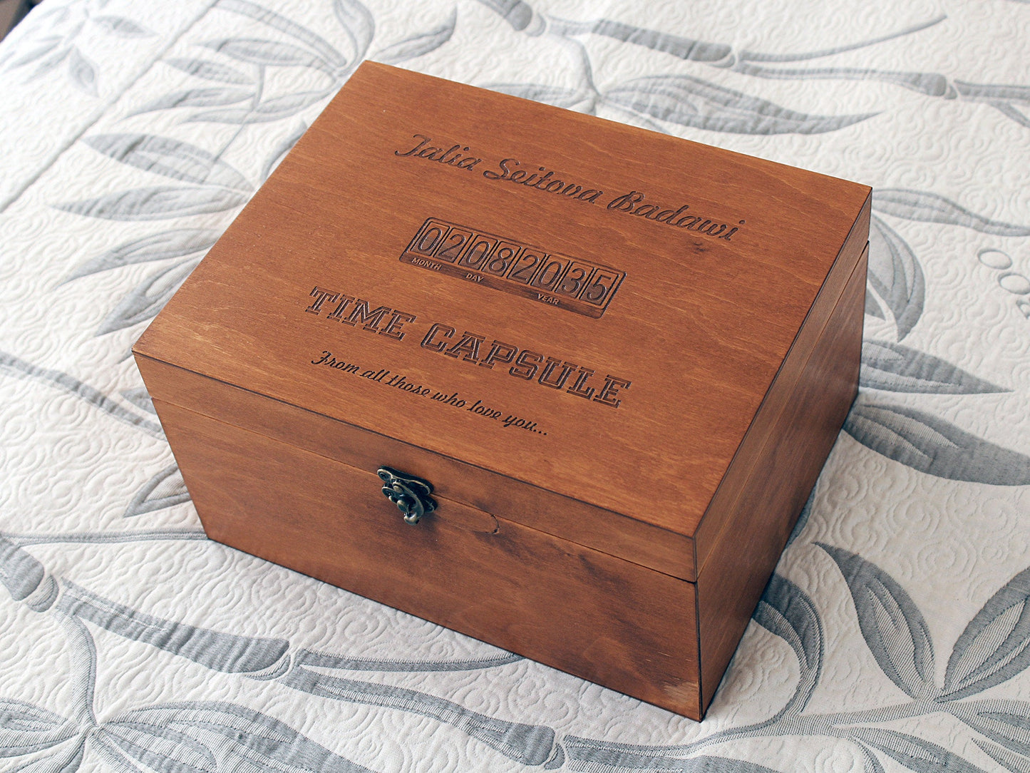 First Birthday Capsule, Customized baby keepsake box, Wooden box