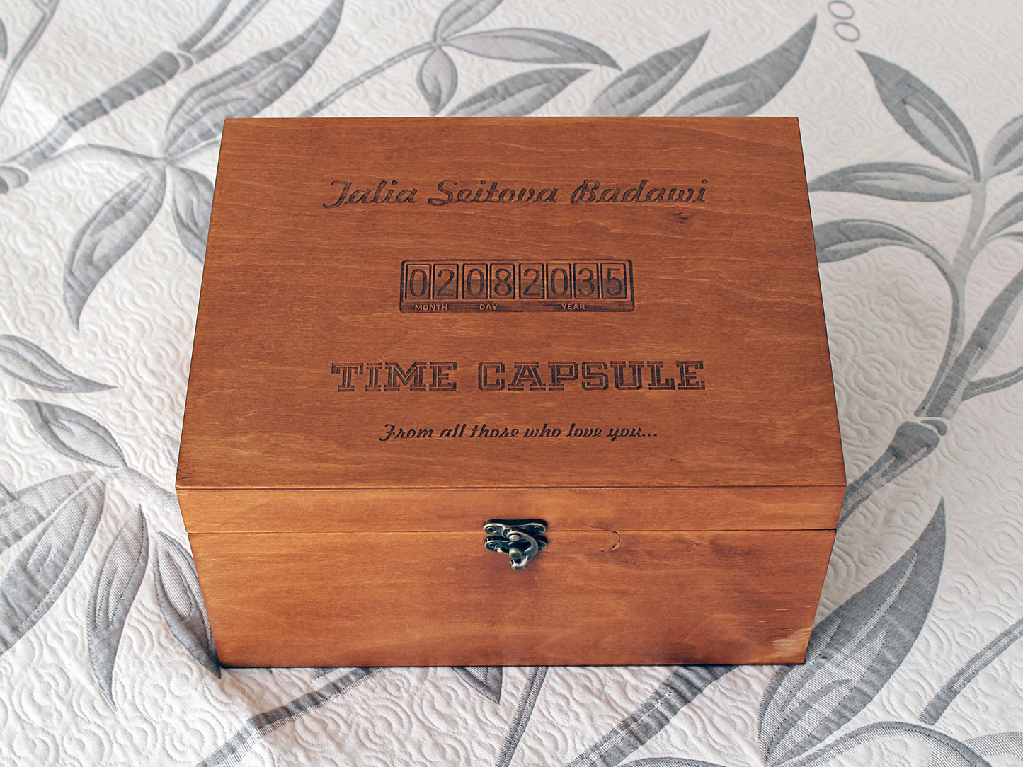 First Birthday Capsule, Customized baby keepsake box, Wooden box