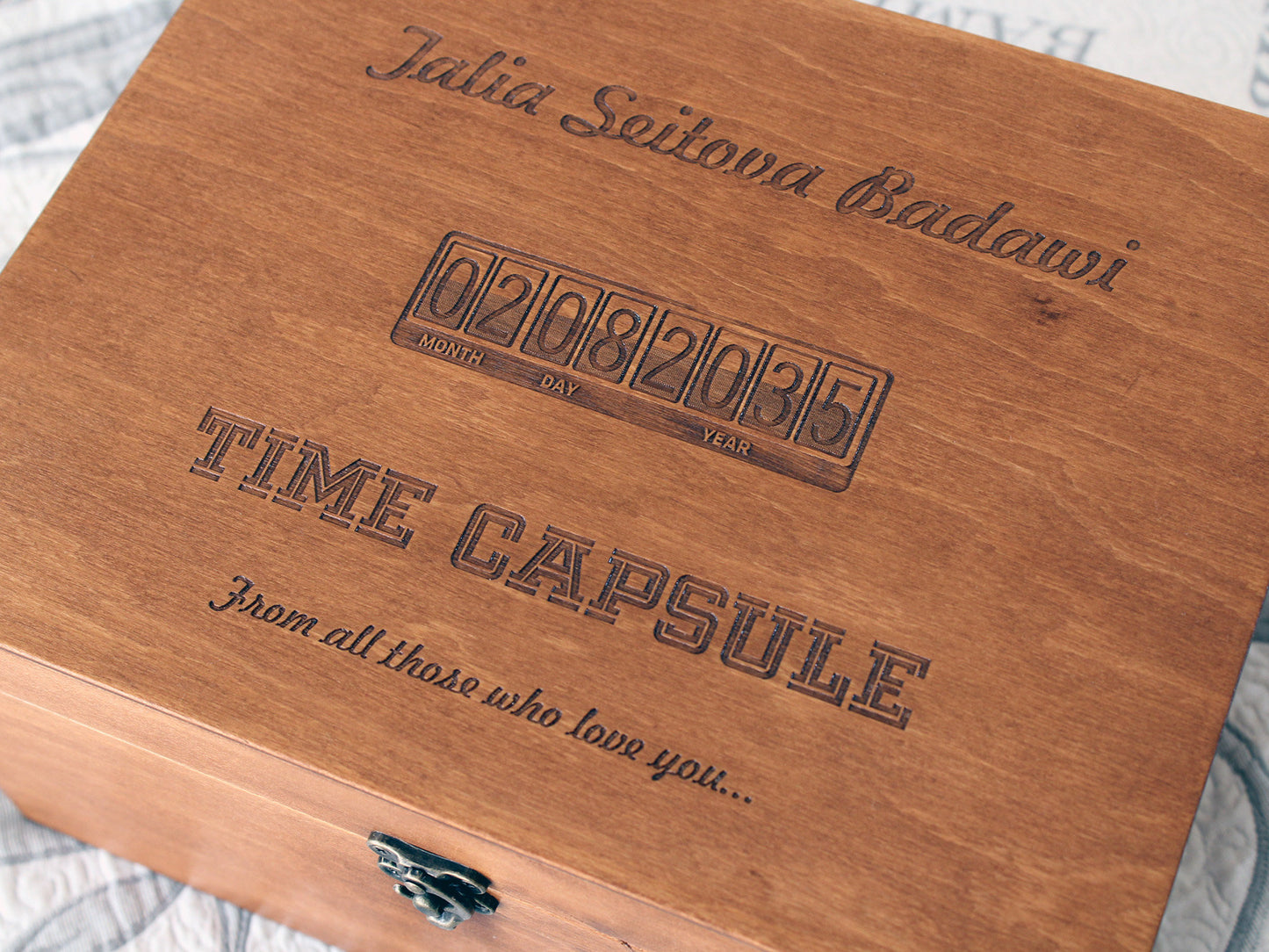 First Birthday Capsule, Customized baby keepsake box, Wooden box