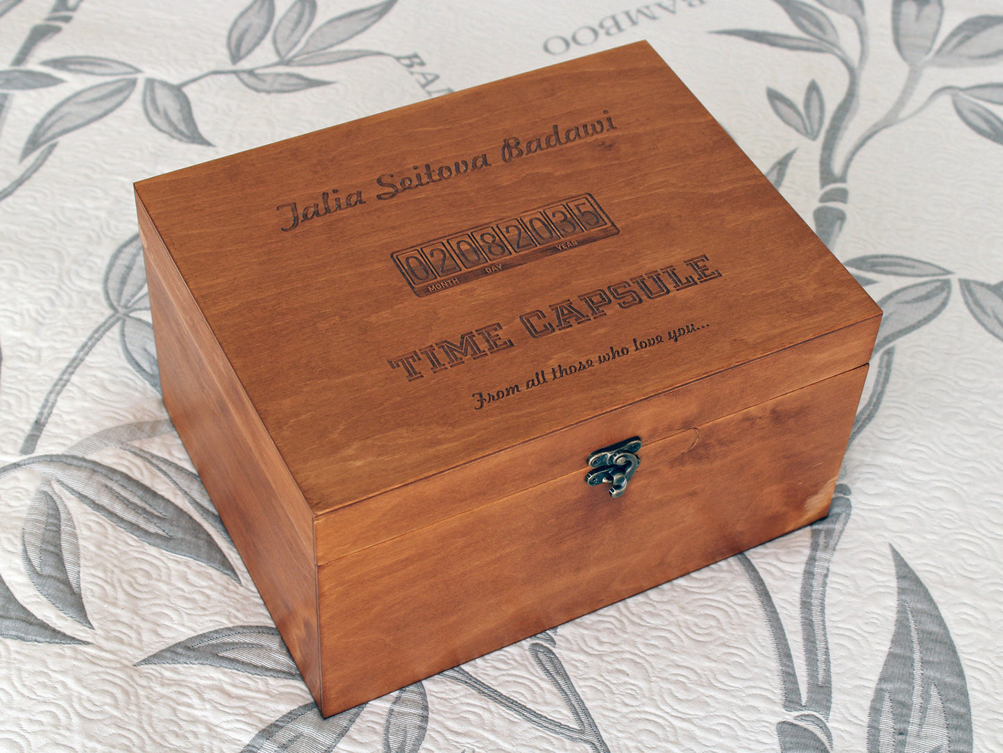 First Birthday Capsule, Customized baby keepsake box, Wooden box