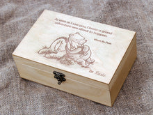 Load image into Gallery viewer, Personalized jewelry box, Winnie the pooh quote and image on wooden box
