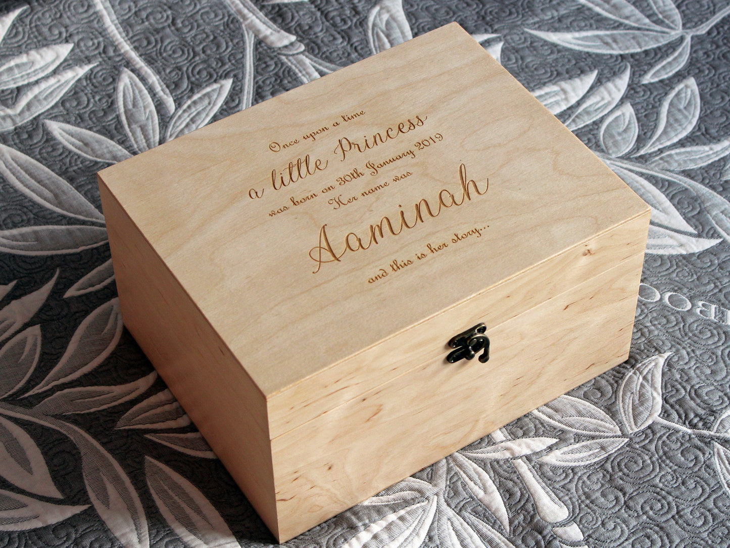 First birthday time capsule, Personalized wood box for baby girl, Custom engraved gift box