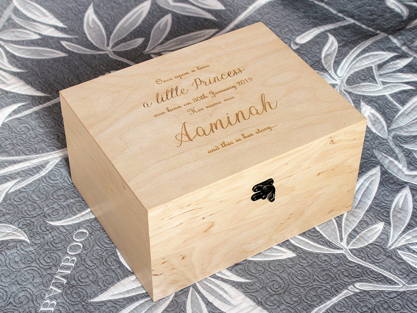 First birthday time capsule, Personalized wood box for baby girl, Custom engraved gift box