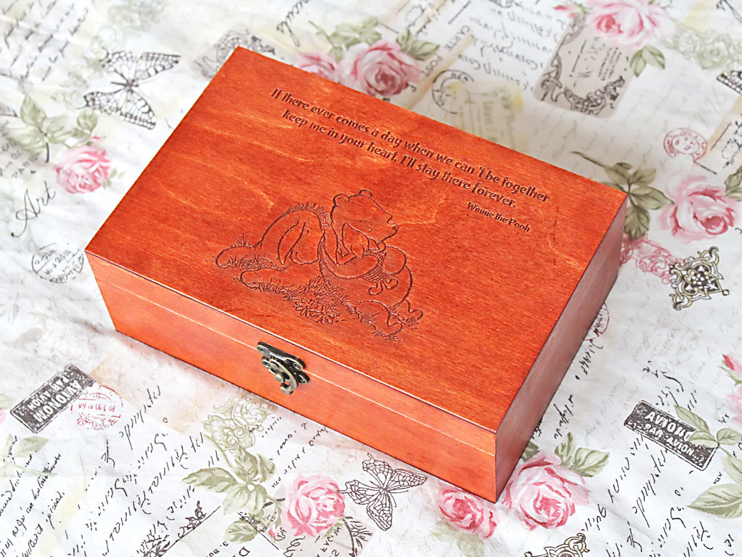 Caja de madera con cita de Winnie the Pooh, caja de recuerdos, caja con cita grabada, caja de joyería con grabado personalizado, caja de recuerdos, caja de recuerdos