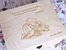 Load image into Gallery viewer, Winnie the pooh quote on a wooden box, Memory box with Pooh saying, Etched verse on box
