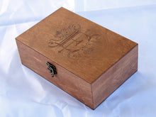 Load image into Gallery viewer, Monogrammed wooden box, Monogram keepsake box, Personalized jewelry box gift for her
