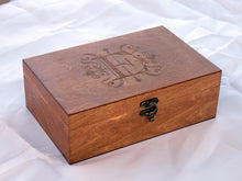 Load image into Gallery viewer, Monogrammed wooden box, Monogram keepsake box, Personalized jewelry box gift for her
