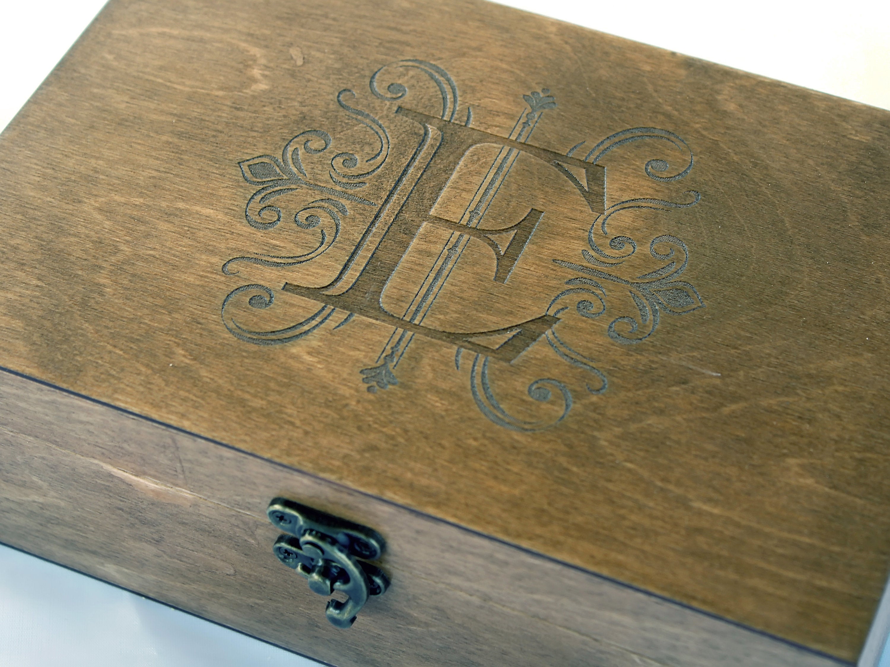 Monogrammed Wooden Box, Monogram Jewelry Box, Custom gift for her ...