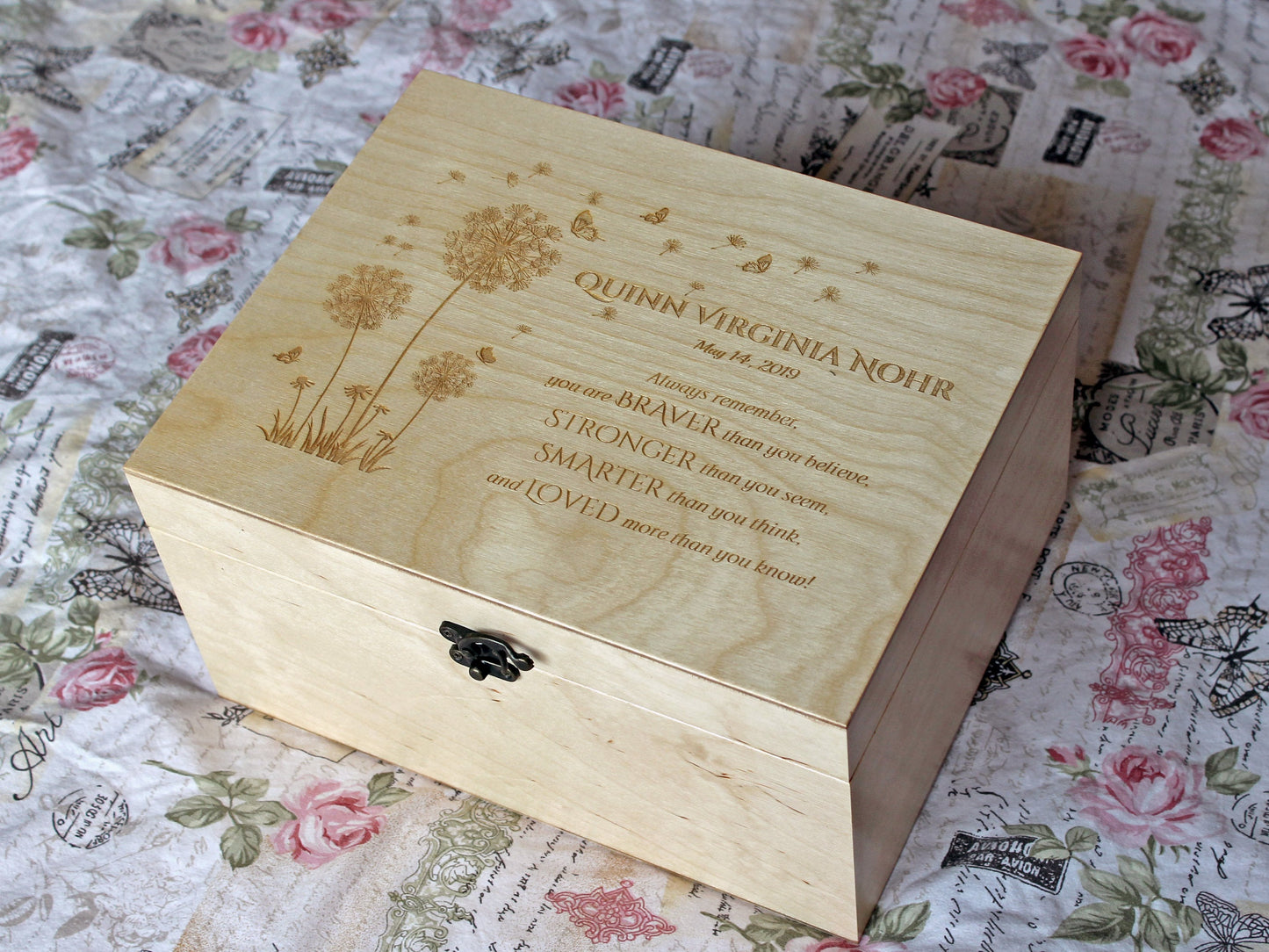 Individuelle Holzbox mit Winnie the Pooh-Vers, Erinnerungsbox für Babys – Zeitkapsel, Erinnerungsbox aus Holz