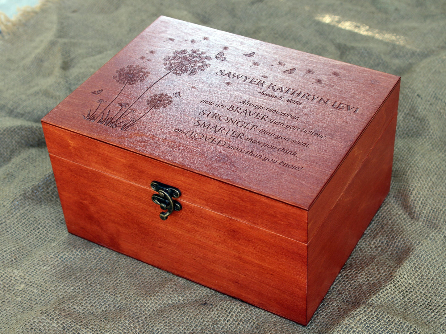 Individuelle Holzbox mit Winnie the Pooh-Vers, Erinnerungsbox für Babys – Zeitkapsel, Erinnerungsbox aus Holz