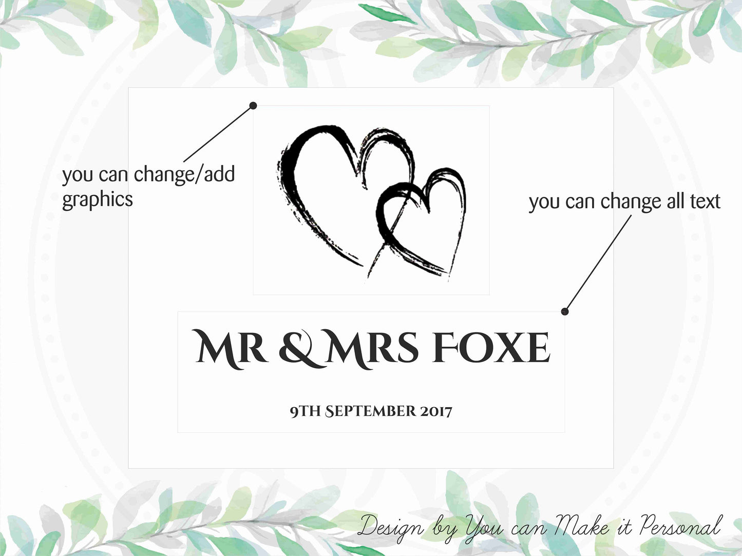 Personalized wedding keepsake box with interlocked hearts and names | Custom anniversary gift