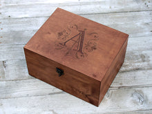 Load image into Gallery viewer, Custom monogram wood box, Personalized baby keepsake box with initials, Gift for birthday
